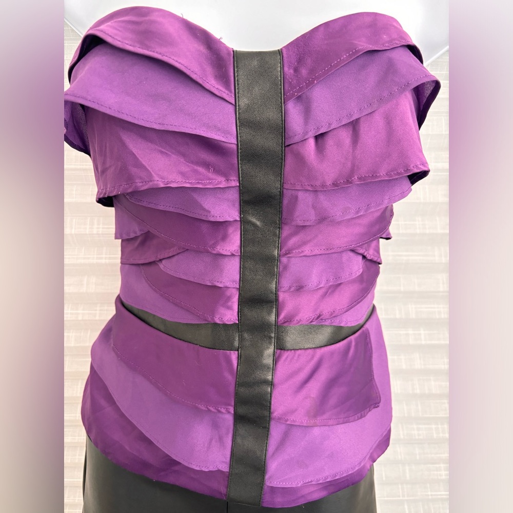 Ruffled Leather and Lace Sleeveless Top